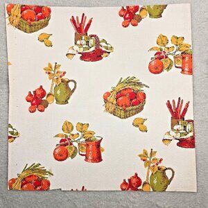 Vintage Wallpaper Sample Sheet 70s Retro Kitchen Fruits Craft Supply Dollhouse